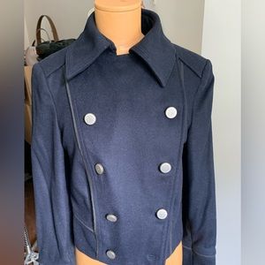 Zara Basic - Gently Worn Cropped Navy Peacoat